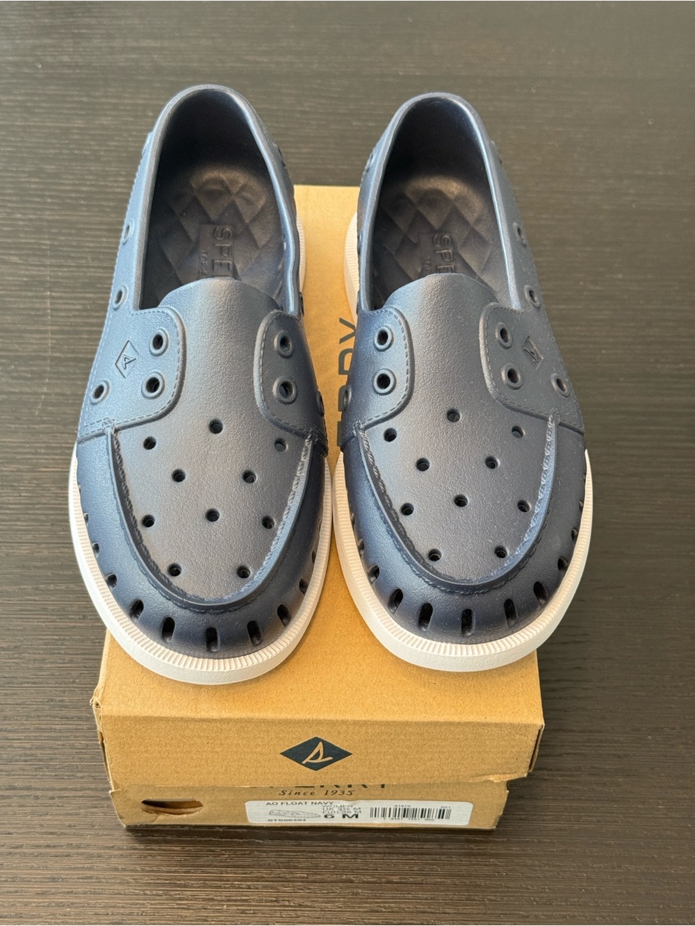 Sperry Navy Perforated Slip-On Casual Boat Shoes